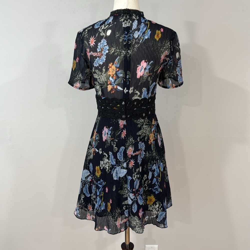 Anthropologie Foxiedox Blue Dainty Floral Pleated Chiffon
Mini Dress - Picture 8 of 9